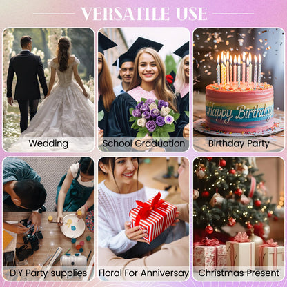 Thiccywoov 360 Pcs Premade Satin Ribbon Rose Petals DIY Kit with Flower Calyx Bases and Leaves Stems Half-Finished for Eternal Rose Flower Bouquet Gift for Anniversary Wedding Birthday(Purple Series)