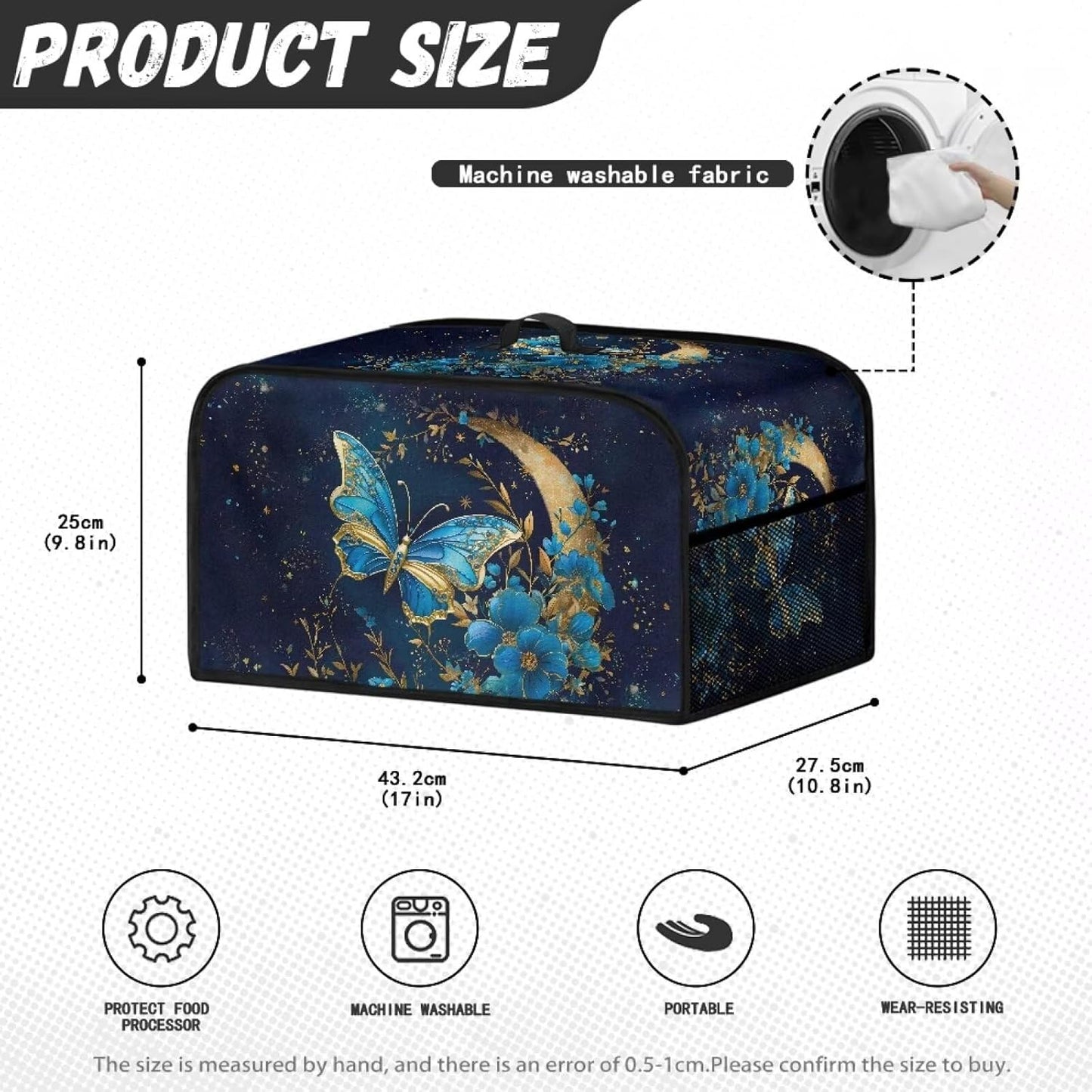 Hippie Flower Slow Cooker Cover, Oval Crock Pot Dust Cover with Handle, Easy to Clean for Home Kitchen