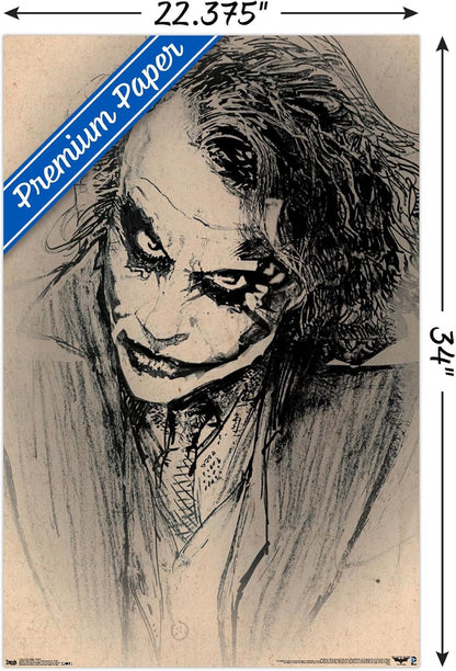 Trends International Premium Wall Poster, Dark Knight-Sketch, 22.375" x 34"