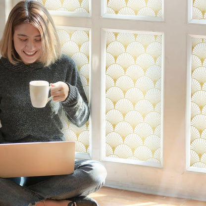 DKTIE Window Privacy Film, Frosted Glass Static Clings Non-Adhesive with Installation Tools, Modern Home Style