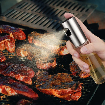 Olive Oil Sprayer for Cooking, 100ml Portable Glass Oil Spray Bottle for BBQ, Air Fryer, Baking, Grilling