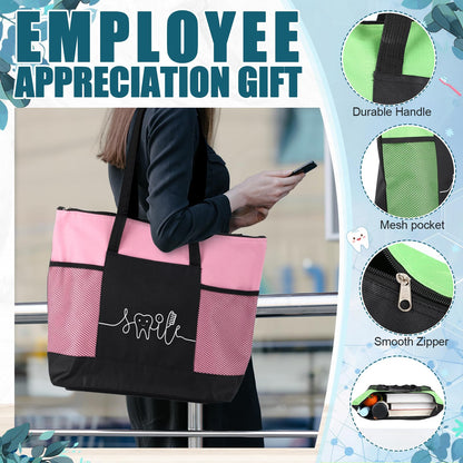 Locmeo 20 Pcs Dental Gifts Dental Assistant Hygienist Multicolor Tote Bags with Mesh Pocket for Dentist Office Accessories
