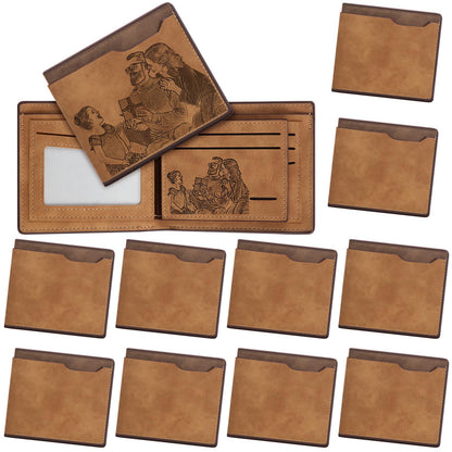 Dansydaisy 12 Pcs Leather Photo Wallet for Dad Fathers Day Blank Wallets Bulk for Men Fold PU for DIY Birthday Gift(Brown)