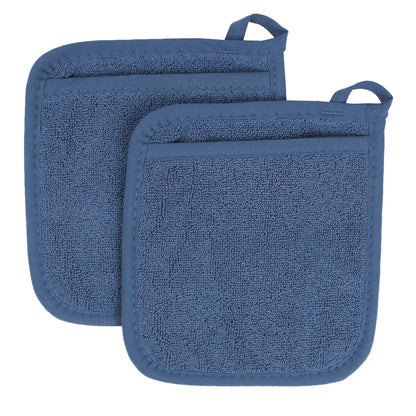 RITZ Terry Pocket Mitt & Hot Pad: Unparalleled Heat Resistant, Durable 100% Cotton – Ergonomically Designed for Optimal Grip – Easy-Care Machine Washable – 2-Pack, Federal Blue