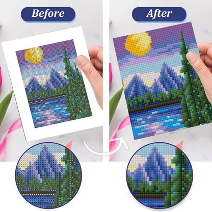 Aestalrcus 12 Pcs Small Diamond Art Kits, Landscape Diamond Art Kits for Adults, DIY Square Diamond Painting 3-Hour Gem Painting for Gift Home Desktop Decor 6.7x8.3 Inch(Without Frame)