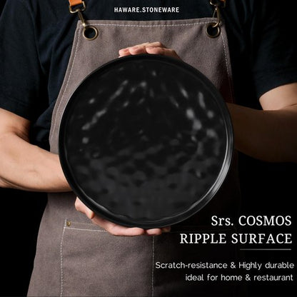 HaWare Dinnerware Sets, 12-Piece Plates and Bowls Set, Stoneware Dish Set for 4, Ceramic Dinnerware for Home Restaurant, Chip and Scratch Resistant, Microwave and Dishwasher Safe, Matte Black