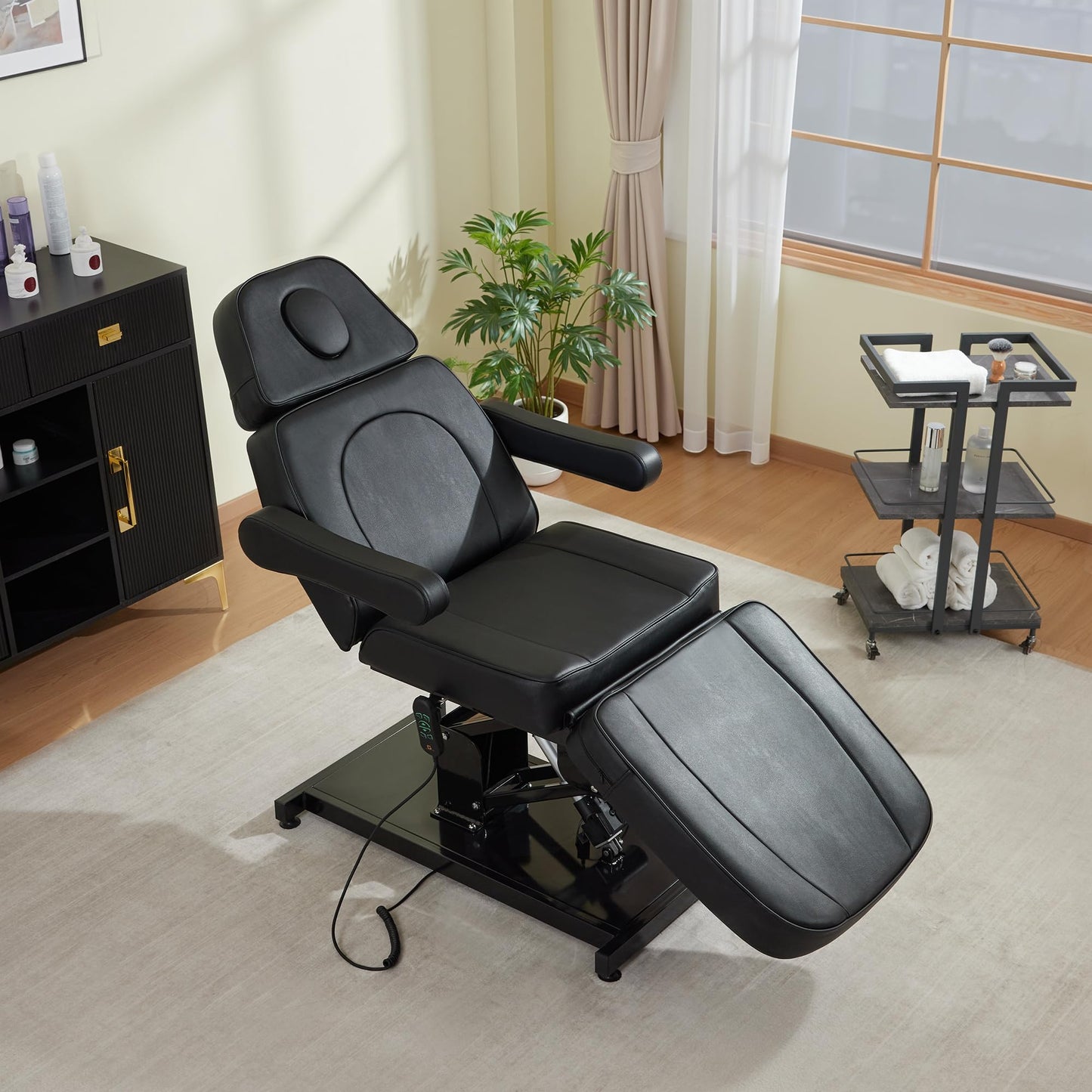 BarberPub Electric Facial Bed, 3-Motor Adjustable Fully Adjustable Esthetician Chair, Tattoo Chair with Thick Cushion, Professional Tattoo Spa Equipment, 2782 (Black)