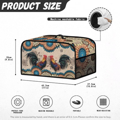 Rooster Boho Slow Cooker Dust Cover with Handle and Side Pocket for 6-8 Quart Kitchen Appliances