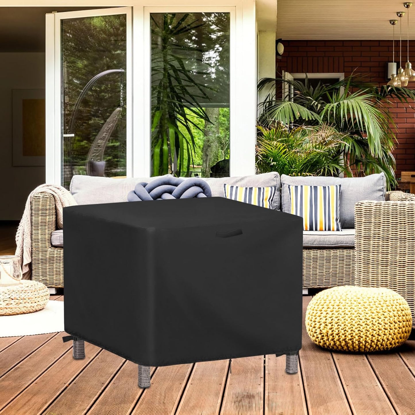 26 Inch 26 26 18 Inch Outdoor Ottoman Cover Square, Waterproof Patio Ottoman Cover, Heavy Duty Outdoor Side Table