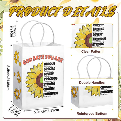 Kolldenn 18 Pcs Sunday School Crafts Religious Coloring Gift Bags VBS God Says You Are Sunflower Bible Verse DIY Craft Kits Christian Color Your Own Bags for Church & Home Activities