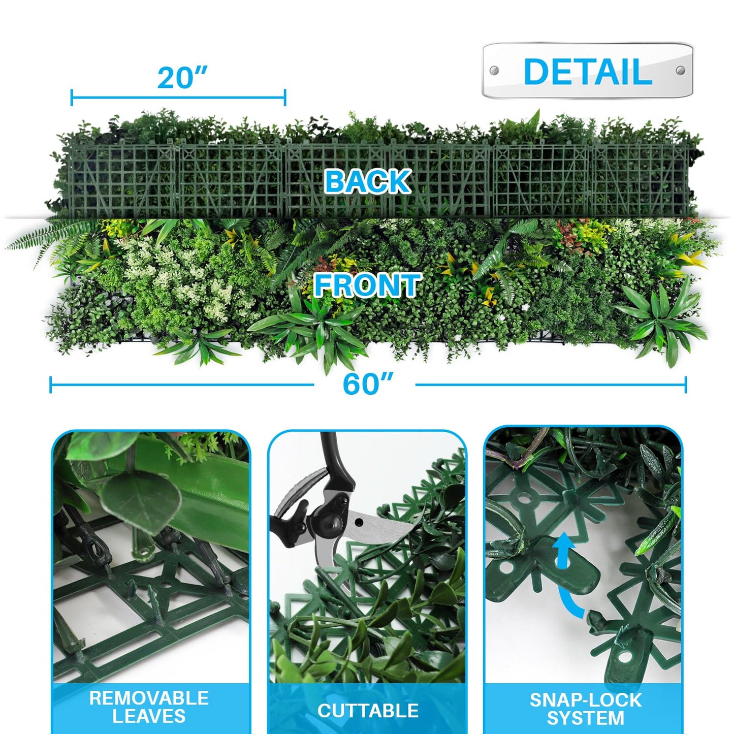 Patio Artificial Grass Wall Panels 20" x 20" (18Set-54Pc) Greenery Backdrop Faux Green Wall Flower Decor Fake Boxwood Panel for Interior Wedding Party Photo Background Outdoor Garden Fence