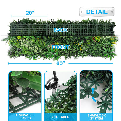 Patio Artificial Grass Wall Panels 20" x 20" (18Set-54Pc) Greenery Backdrop Faux Green Wall Flower Decor Fake Boxwood Panel for Interior Wedding Party Photo Background Outdoor Garden Fence