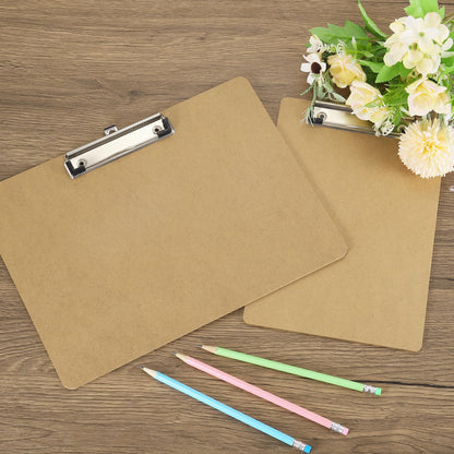 PATIKIL 8.9 x 12.4" Horizontal Clipboard, 3 Pcs Extra Large Landscape Layout Hardboard with Low Profile Clip, Paper Legal Size Board for Lap, Drawing, Sketching, Office,Brown