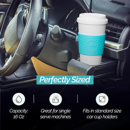 Copco Acadia 16 oz Travel Mug, Insulated Reusable Coffee Tumbler, Leak-Proof Lid, BPA-Free, Azure Blue