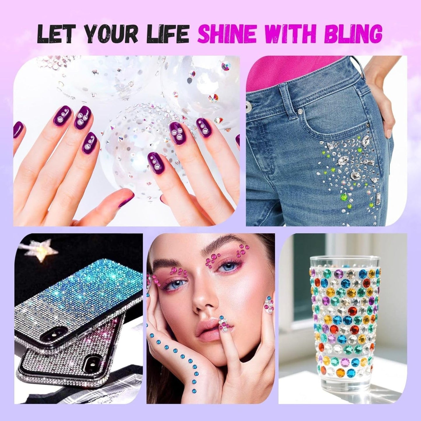 46000Pcs 40 Colors Jelly Rhinestones for Bedazzling, 3mm Resin Flatback Gems for Diamond Art, Bedazzler Kit with 3Pcs B7000 Jewelry Glue for Crafting Bedazzled Book Shoes Nail