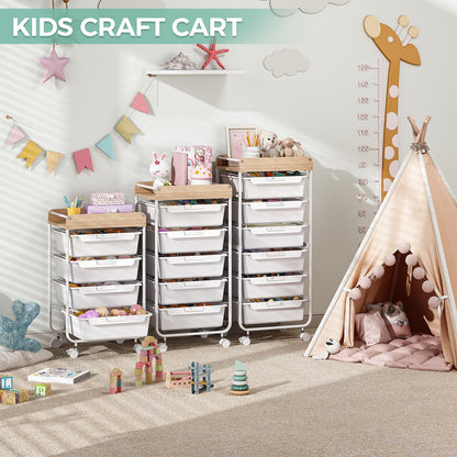 APEXCHASER Utility Cart with 4 Drawers,Rolling Storage Cart for Crafters Artists Kids Teacher Student Storage Arts Crafts & Sewing Study Supplies in Craft Room Dorm Classroom Kids Room-White