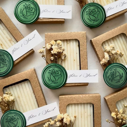 Wax Seal Stickers Rose Wedding Invitation Envelope Seals Stickers 50Pcs Self Adhesive Wax Seal Decals for Party Greeting Card Gift Wrapping Christmas, Pine Green