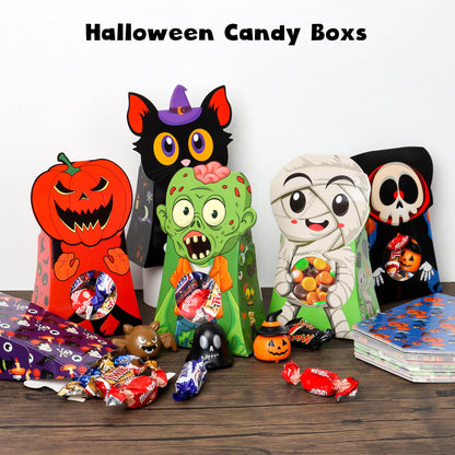 Giiffu 54Pcs Halloween Treat Boxes with Window 6x4x2 Inch