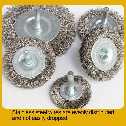 Hiqalty 10PCS Stainless Steel Wire Wheel Brush Set,Cup Wire Brush for Drill with 1/4 Inch Shank, Wire Brushes for Cleaning Rust Removal, Corrosion & Scrub Surfaces