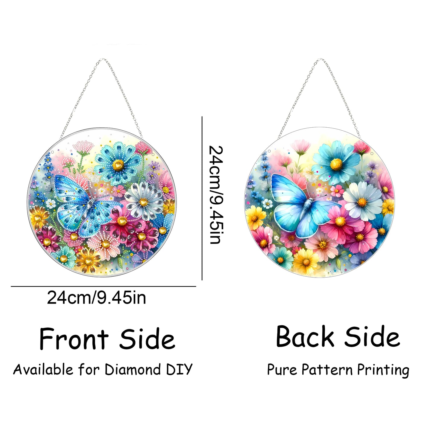 DIY Hanging Diamond Art Kit for Adults, 5D Acrylic Gem Art Window & Wall Pendant, Diamond Painting Ornament for Home Decor (Butterfly-2)
