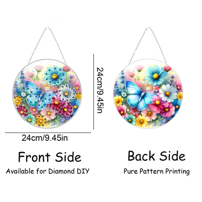 DIY Hanging Diamond Art Kit for Adults, 5D Acrylic Gem Art Window & Wall Pendant, Diamond Painting Ornament for Home Decor (Butterfly-2)