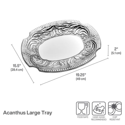 Wilton Armetale Large Acanthus Serving Tray - Food Safe Alloy, Oven to Table, 18.25 x 14.75 Inches - Heat and Cold Resistant Decorative Platter for Entertaining