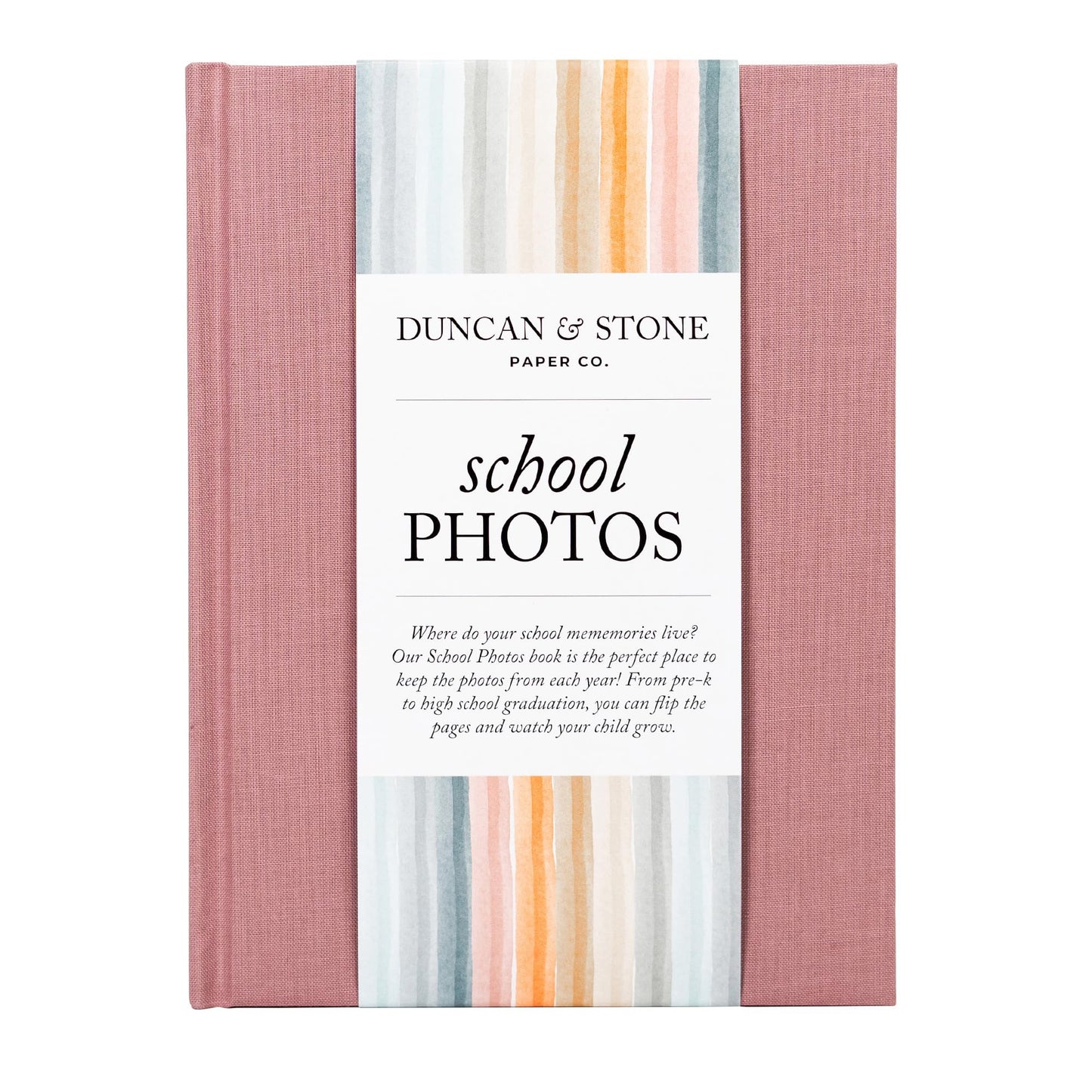 Elegant School Memory Book Prek-12 - Durable School Photo Book w/Photo Spaces, Prompts & More - 70 Pages Kids Scrapbook for Easy Journaling (Mauve)