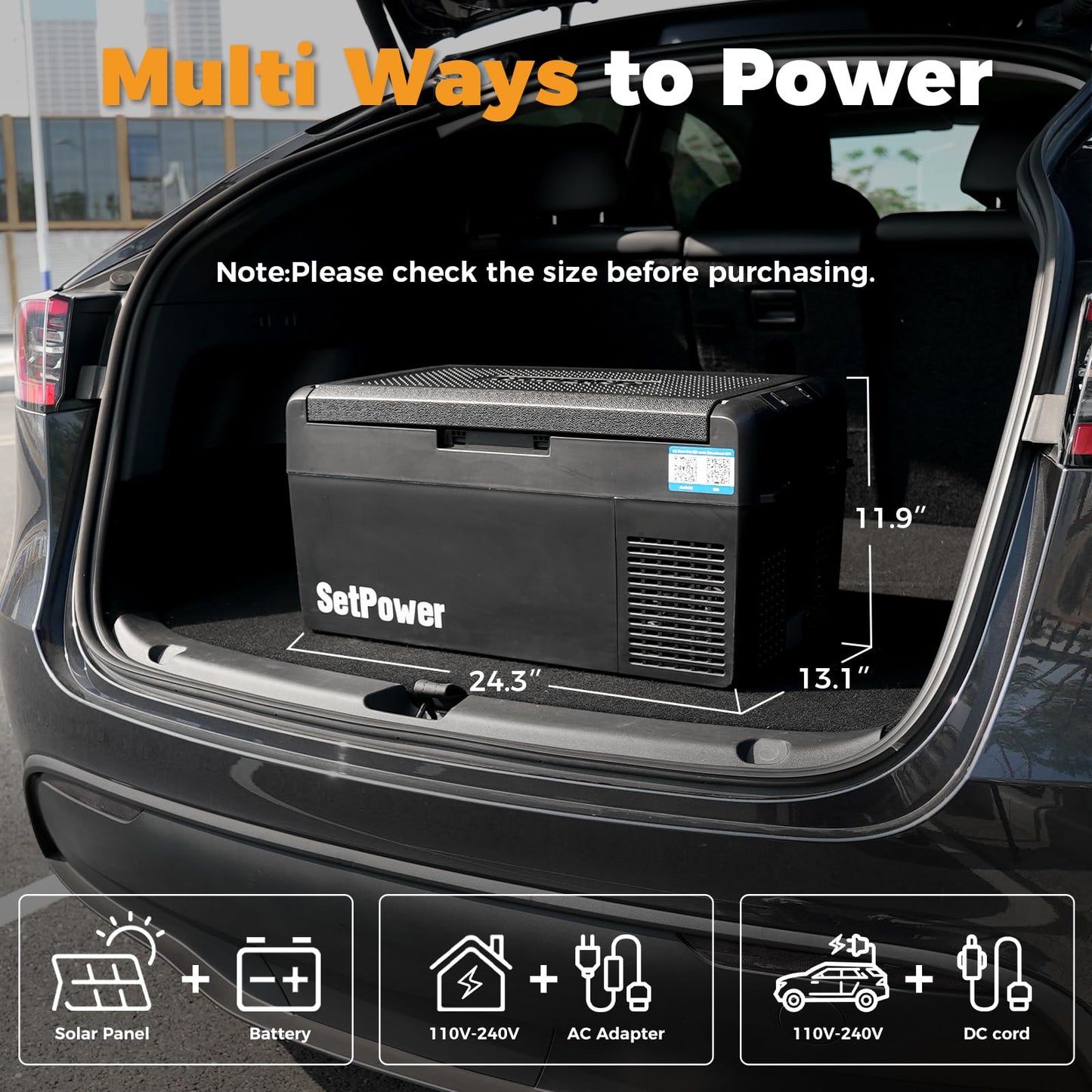 Setpower 12V Refrigerator 21 Quart Portable Freezer 50 Hours Keep Cool,Electric Cooler for Vehicles Car Refrigerator 12V Portable Fridge for Car Camping Truck Van RV SUV Road Trip Travel RF20