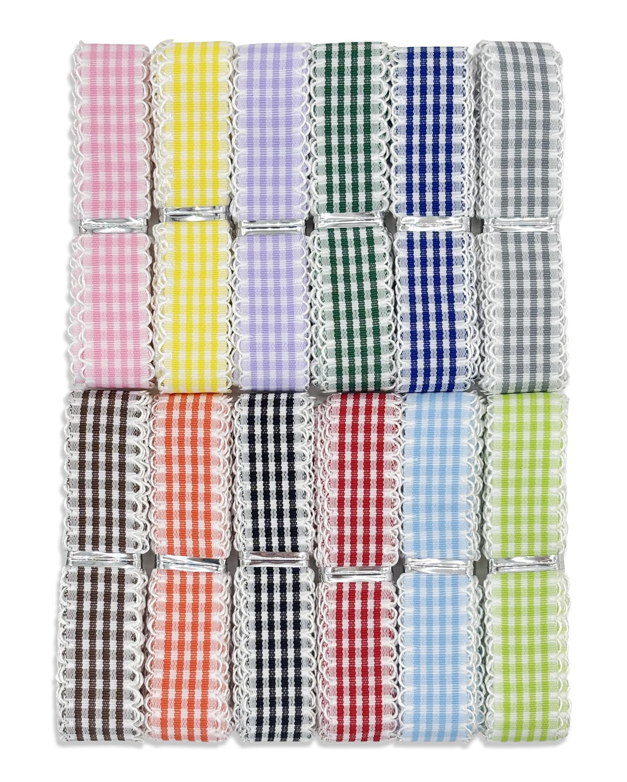 PQZKLDP Gingham Plaid Ribbon - 5/8" x24 Yards 100% Polyester Checked Ribbon for Gift Wrapping, Flower Bouquets, Wreaths - Christmas Home & Party Decor Craft Ribbon (Mixed)