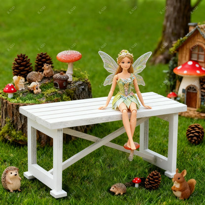 iLAND Dollhouse Furniture of Wooden Table for Doll House Garden Decor, Miniature Dollhouse Accessories Tiny Table Model on 1/12 Scale