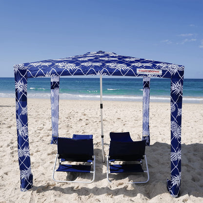 CoolCabana Beach Shade Tent - Easy Setup, UPF 50+ Protection, Large & Medium Sizes, Compact & Wind Resistant - Beach Cabana for The Whole Family - Pineapples, Medium