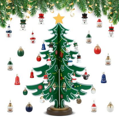 LIHAO Christmas Advent Calendar, 24 Days Tabletop Christmas Tree Countdown Calendar with 24PCS Ornaments for Boys Girls Kids Party Favors, Classroom Prizes Xmas Gift