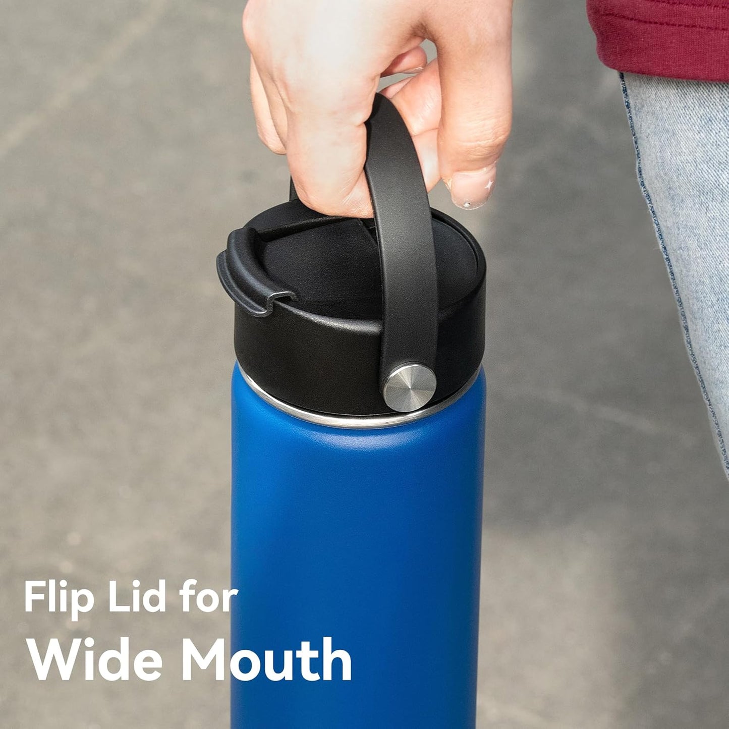 Flip Lid for Wide Mouth Insulated Sports Water Bottles, Replacement Lids for Hydro Flask 12-40 oz