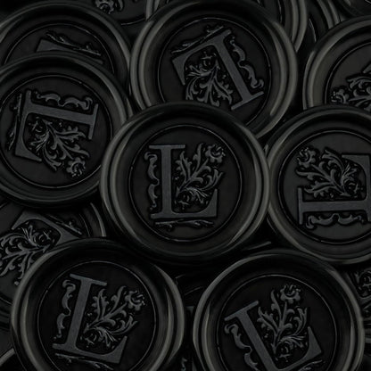 100Pcs Black Wax Seal Stickers Handmade Envelope Seals Self Adhesive Letter Wax Stickers for Wedding Party Invitations, Envelope, Gift Wrap, Christmas(Initial L, Black)