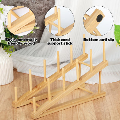 Rainmae 3 Pack Small Art Drying Rack Art Storage Rack for Classroom 5 Layers Paint Display Rack Wood Storage Stand for Canvas, Art Storage Organizer for Painting Canvas, Wooden Tabletop Art Rack