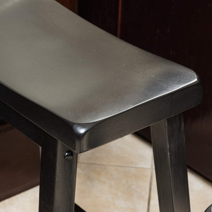Christopher Knight Home Pomeroy 24" Saddle Stools, 2-Pcs Set, Black