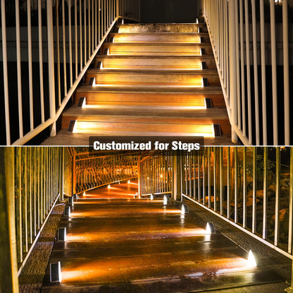 VOLISUN Solar Stair Lights 6 Pack, Solar Step Lights Outdoor Waterproof IP67, LED Outdoor Step Light,Outdoor Light Decor for Garden Stair, Deck, Front Step, Front Porch, and Patio（3000K）