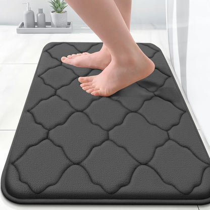 OLANLY Memory Foam Bath Mat - Ultra Soft, Absorbent & Non-Slip Rug | 24x16 Inches, Black