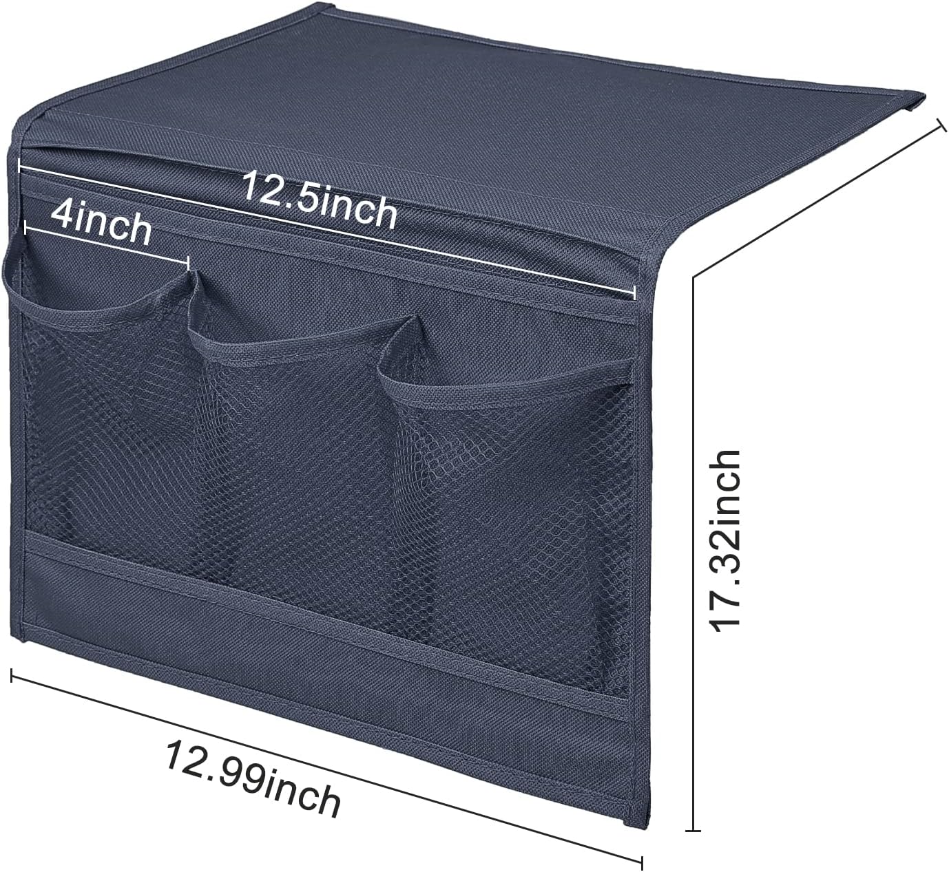 4 Surblue Bedside Caddy Pockets Bedside Storage Organizer for TV Remote Control Phone Glasses Magazine (Navy)