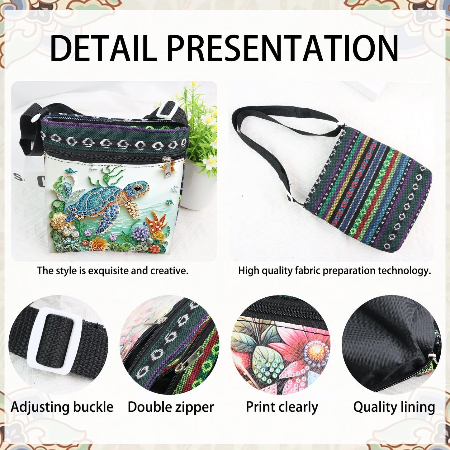 5D Diamond Painting Shoulder Bag – DIY Sea Turtle Design with Special Shaped Crystals, Partial Drill Diamond Art Bag Craft Kit for Adults, Stylish Handmade Crossbody Tote for Everyday Use & Gifts