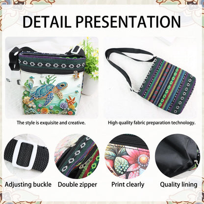5D Diamond Painting Shoulder Bag – DIY Sea Turtle Design with Special Shaped Crystals, Partial Drill Diamond Art Bag Craft Kit for Adults, Stylish Handmade Crossbody Tote for Everyday Use & Gifts