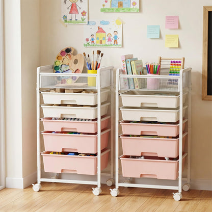 Rolling Craft Cart with 5 Drawers, Art Craft Organizers and Storage with Lockable Wheels, Rolling Utility Cart for Organizing Arts and Crafts,Yarn,Toy, School Supplies, Nail Product, Sewing Supplies