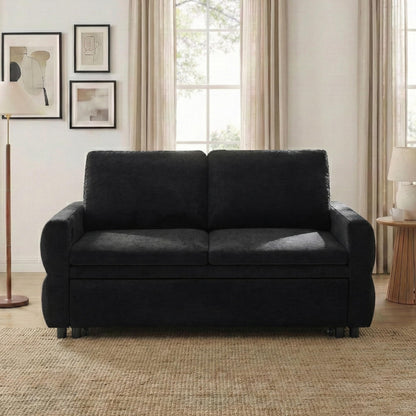 Eafurn 3 in 1 Convertible Sofa Bed Pull Out Sleeper Couch Bed - Modern Futon Loveseat Sleeper Sofa with Adjustable Reclining Backrest & USB Ports for Living Room, Chenille Fabric