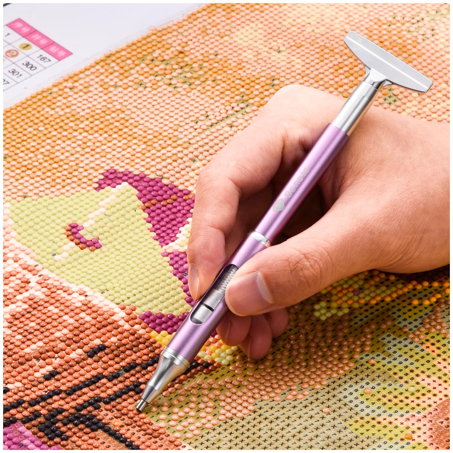 benote Diamond Art Painting Pen Refillable Wax Pen for Diamond Art Kit Accessories, Self-Stick Drill Pens with Metal Correction Plate for 5D Craft DIY Nail - B18