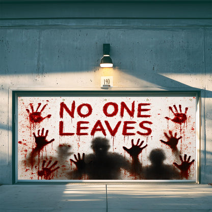 IVN Halloween Garage Door Garland 13x6ft No One Leaves Zombie Hands Bloody Wall Cover Porch Hanging Garland Outdoor Indoor Spooky Party Decorations