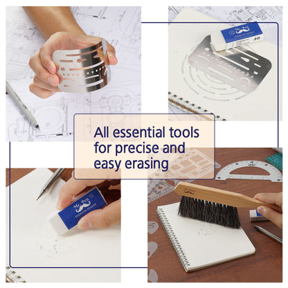 Mr. Pen- Professional Drafting Tools & Geometry Set with Case, 17 pcs, Mechanical Pencil, Fineliners, Scale Metal Ruler, Drawing Templates for Interior Design House Plan, Architect Protractor Set