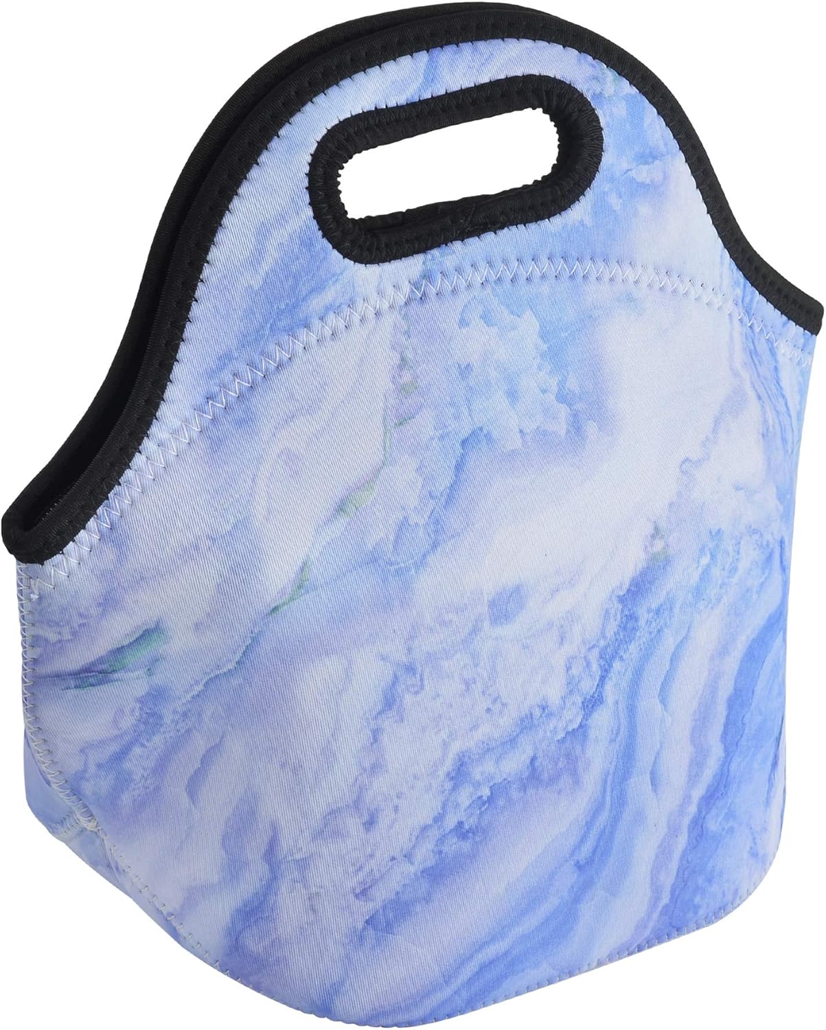 CM Soft Neoprene Tote Picnic Bag Lunch Container Organizer for Outdoor Travel (Blue Marble Pattern)