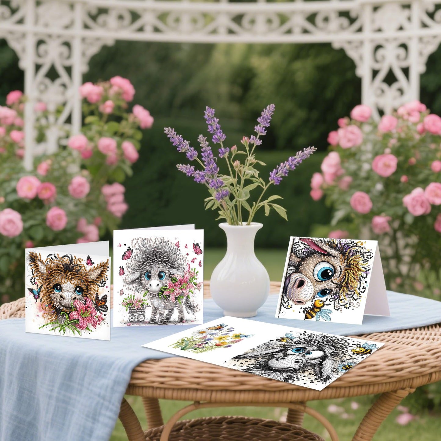 JZHYOAN 6Pcs DIY Animal Diamond Painting Cards Birthday Greeting Cards for Holidays Celebrations Diamond Art Card with Envelopes Crystal Arts Craft Gem Art Gem Painting Mosaic Kit for Adults