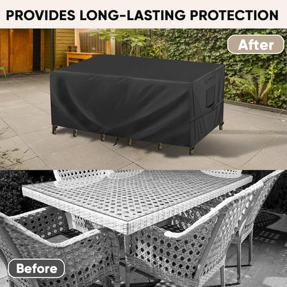 BALEINE Outdoor Furniture Covers - Heavy Duty Waterproof Oxford Table & Chair Cover | Black, 108"L x 82"W x 28"H