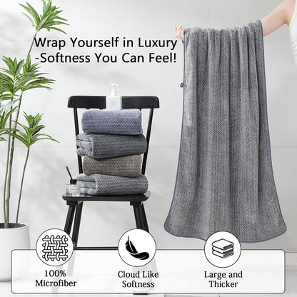 18 Set,100% Loops-6 Towels,6 Towels,6 Ycosy Piece Bath Towels Microfiber Family Bathroom Towel with Hanging Bath Hand